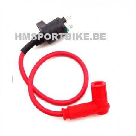 BOBINE ALLUMAGE HAUTE TENSION ROUGE 12V DAX SKYTEAM ZHENHUA JINCHENG MOTO SCOOTER 4 TEMPS