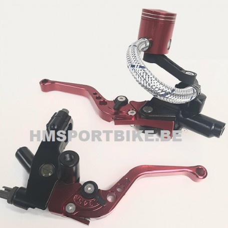 PAIRE DE LEVIERS CNC UNIVERSEL ROUGE SCOOTER MOTO DAX MONKEY SKYTEAM CITY JINCHENG CAFE RACER