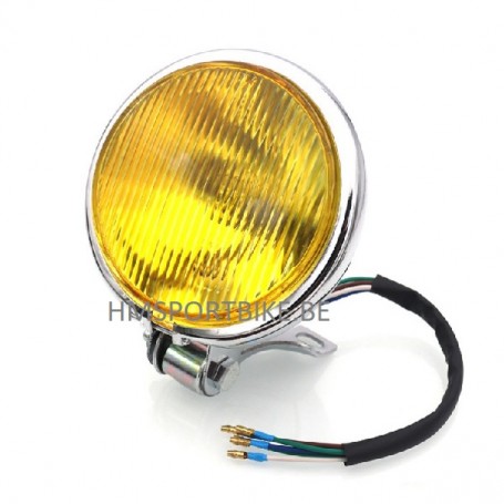 PHARE COMPLET METAL CHROME 130MM VINTAGE CAFE RACER SCRAMBLER CUSTOM