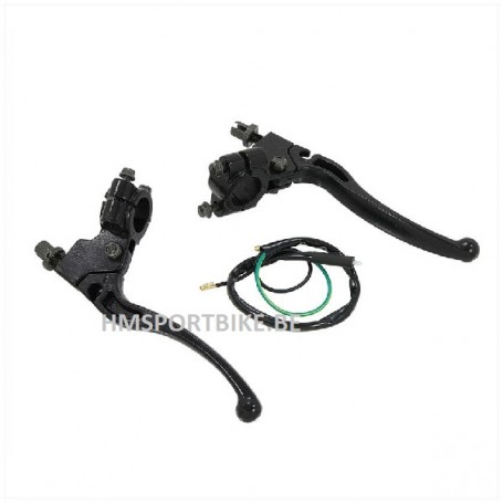 PAIRE DE LEVIERS UNIVERSEL NOIR ALUMINIUM AVEC INTERRUPTEUR STOP