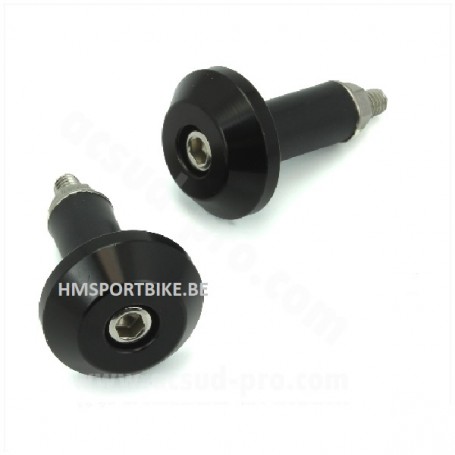 EMBOUTS DE GUIDON TNT NOIR ALU ANODISE 14MM POUR GUIDON 22 MM ALU