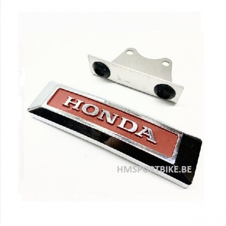 EMBLEME DE FOURCHE HONDA CHROME FOND ROUGE