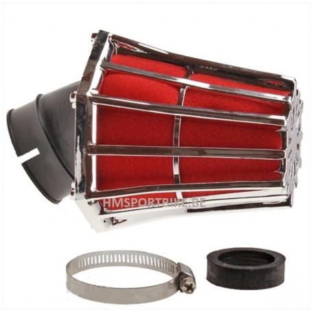 FILTRE A AIR POWERFILTER CHROME MOUSSE ROUGE DROIT 28 / 35MM SCOOTER MOTO