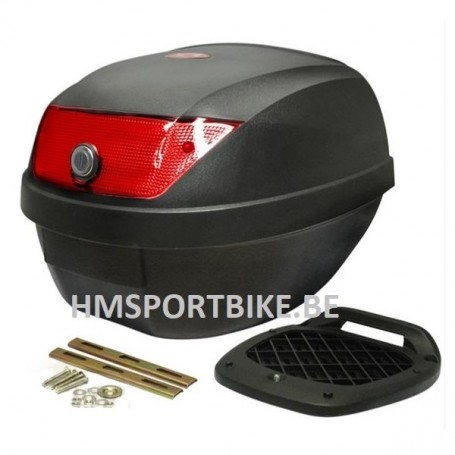 TOP CASE 28L NOIR CATADIOPTRE ROUGE 39.5x39.5x30 MOTO SCOOTER