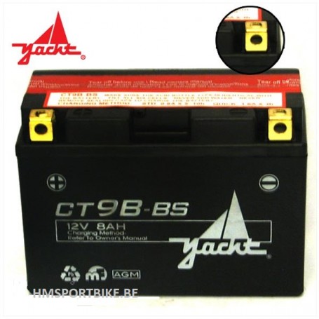 BATTERIE 12 VOLTS CT 9B-BS (YT 9B-BS) DIMENSIONS 150x69x105 QUAD MOTO SCOOTER T-MAX