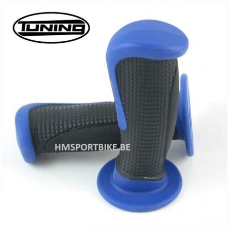 POIGNEES SOFT OVAL NOIR / BLEU MOTO SCOOTER POUR GUIDON 22MM