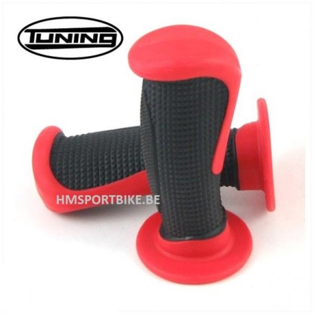 POIGNEES SOFT OVAL NOIR / ROUGE MOTO SCOOTER POUR GUIDON 22MM