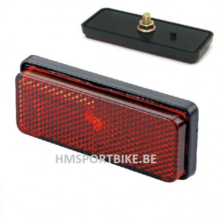CATADIOPTRE RECTANGULAIRE ARRIERE ROUGE AVEC ECROU FIXATION HOMOLOGUE MOTO SCOOTER