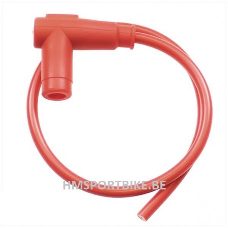 CAPUCHON DE BOUGIE DEPARASITEUR  SILICONE ROUGE + CABLE 7mm LONGUEUR 45cms