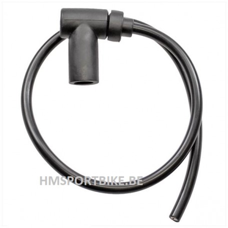 CAPUCHON DE BOUGIE DEPARASITEUR  SILICONE NOIR + CABLE 7mm LONGUEUR 45cms