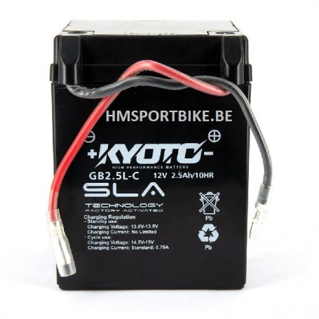 BATTERIE 12 VOLTS GB2.5L-C SLA AGM DIMENSIONS 105 X 70 X 80  MOTO SCOOTER