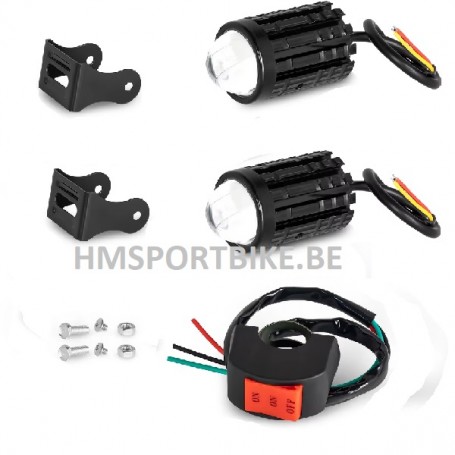 PHARES DOUBLE LED 6000K 3000LM AVEC INTERRUPTEUR MOTO SCOOTER QUAD