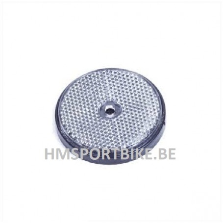 CATADIOPTRE ROND BLANC AVEC TROU POUR FIXATION HOMOLOGUE MOTO SCOOTER