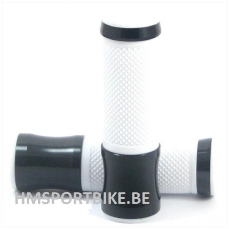 POIGNEES RACING CAOUTCHOUC ALU BLANCHE & NOIRE