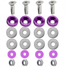 KIT BOULONS ECROUS CONIQUES RONDELLES CUVETTES CNC MAUVES POUR JANTES FLASQUES DAX CHALY SKYTEAM 6MM