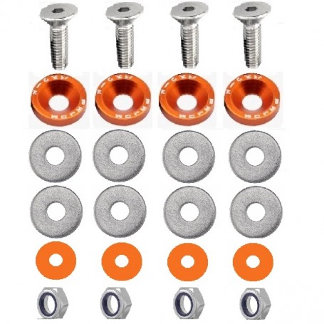 KIT BOULONS ECROUS CONIQUES RONDELLES CUVETTES CNC GOLD POUR JANTES FLASQUES DAX CHALY SKYTEAM 6MM