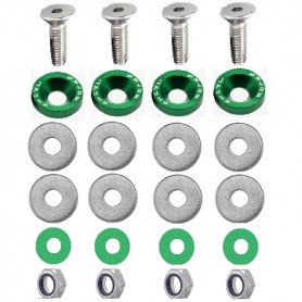 KIT BOULONS ECROUS CONIQUES RONDELLES CUVETTES CNC GREEN POUR JANTES FLASQUES DAX CHALY SKYTEAM 6MM