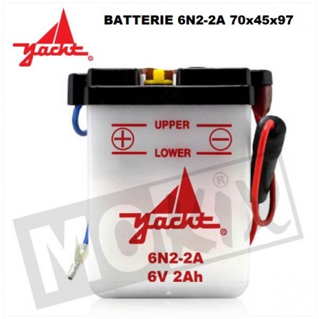 BATTERIE 6 VOLTS 6N2 - 2A DIMENSIONS 70 X 45 X 97 VINTAGE OLDTIMER ANCETRE