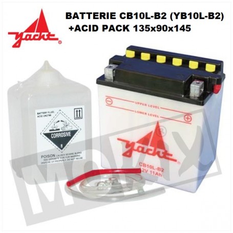 BATTERIE 12 VOLTS CB10L-B2  DIMENSIONS 135 X 90 X 145  VINTAGE MOTO SCOOTER